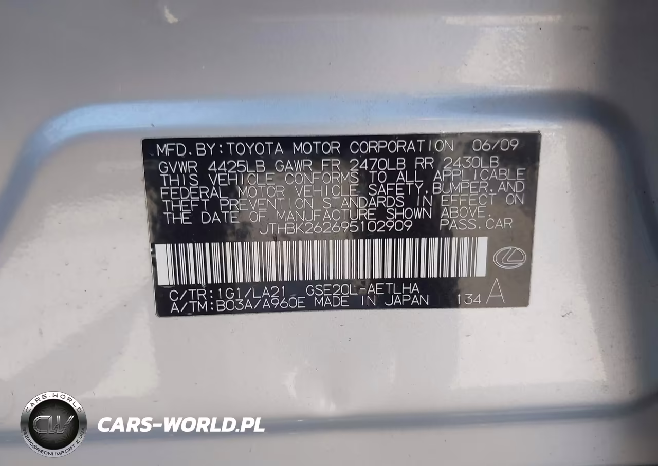 2009 Lexus Is 250 VIN:JTHBK262695102909 - 9