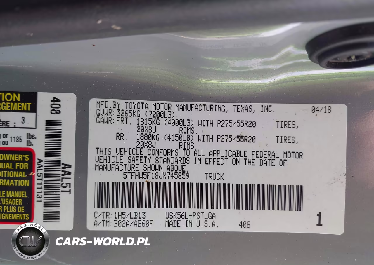 2018 Toyota Tundra Limited 5.7L V8 VIN:5TFHW5F18JX745859 - 9