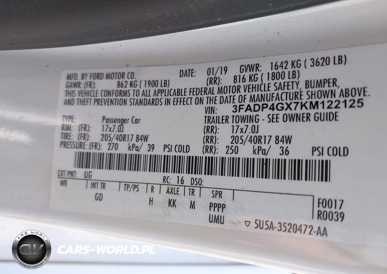 2019 Ford Fiesta St VIN:3FADP4GX7KM122125 - 9