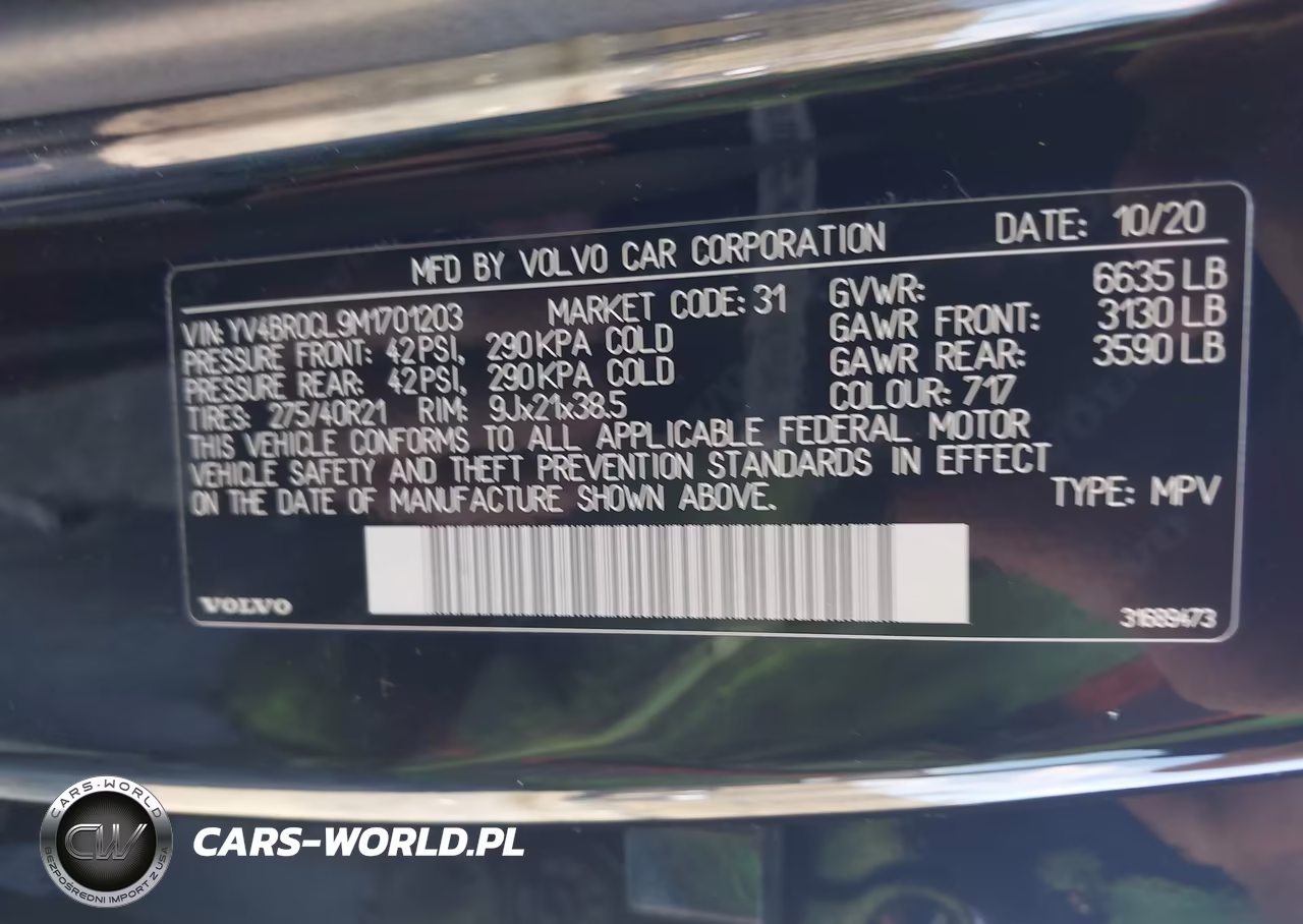 2021 Volvo Xc90 T8 Recharge Inscription VIN:YV4BR0CL9M1701203 - 9
