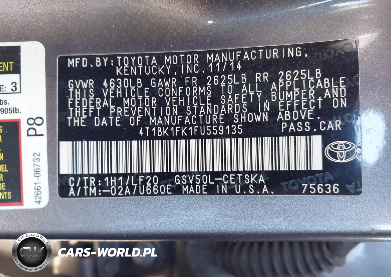 2015 Toyota Camry Xse V6 VIN:4T1BK1FK1FU559135 - 9