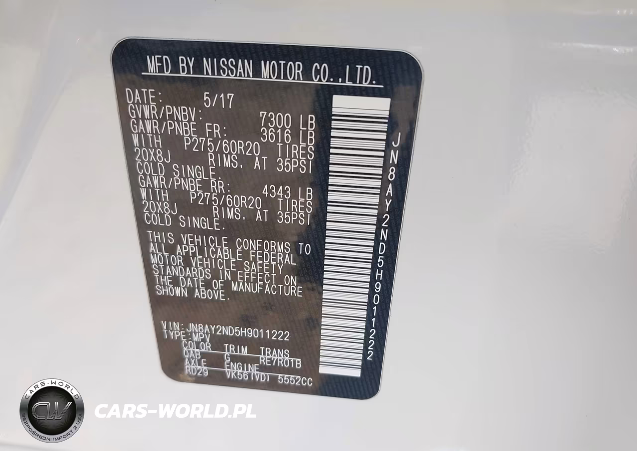 2017 Nissan Armada Platinum VIN:JN8AY2ND5H9011222 - 9