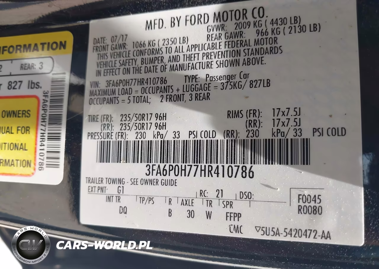 2017 Ford Fusion Se VIN:3FA6P0H77HR410786 - 9