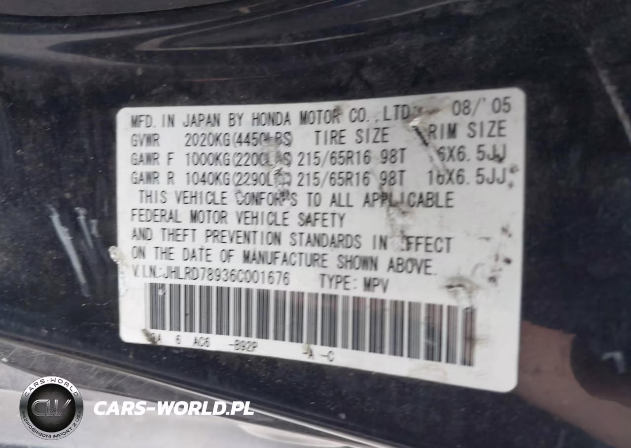 2006 Honda Cr-V Se-Ex VIN:JHLRD78936C001676 - 9