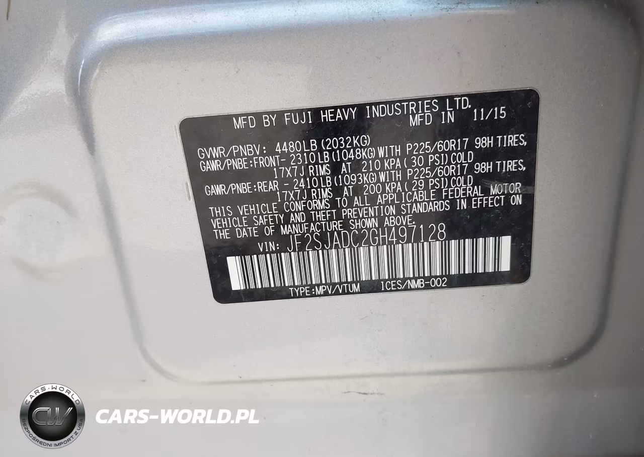 2016 Subaru Forester 2.5I Premium VIN:JF2SJADC2GH497128 - 9
