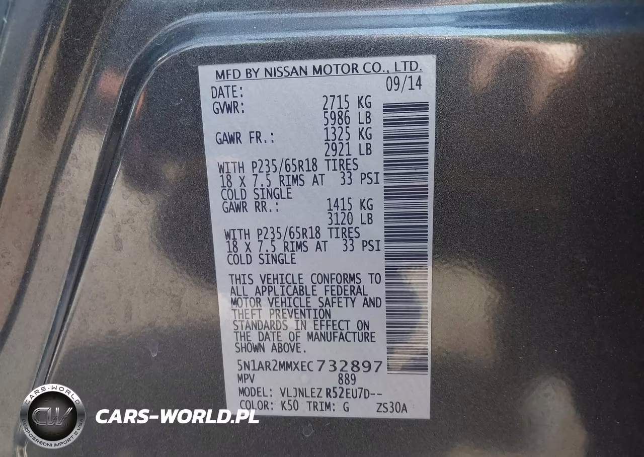 2014 Nissan Pathfinder Sv VIN:5N1AR2MMXEC732897 - 9