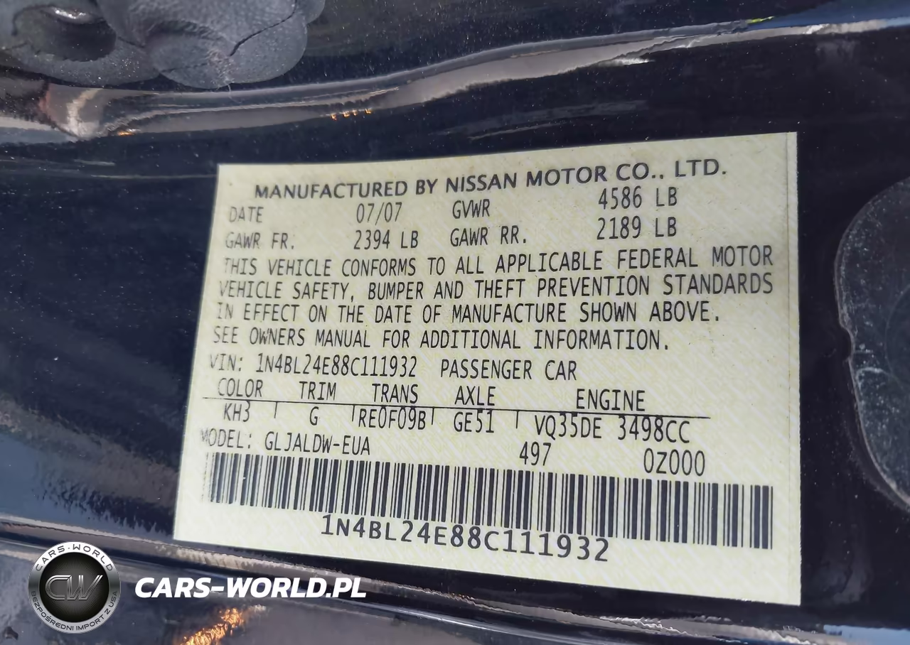 2008 Nissan Altima 3.5 Se VIN:1N4BL24E88C111932 - 9