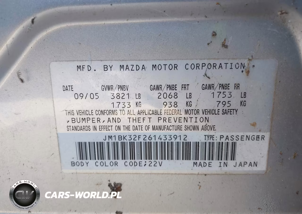 2006 Mazda Mazda3 I VIN:JM1BK32F261433912 - 9