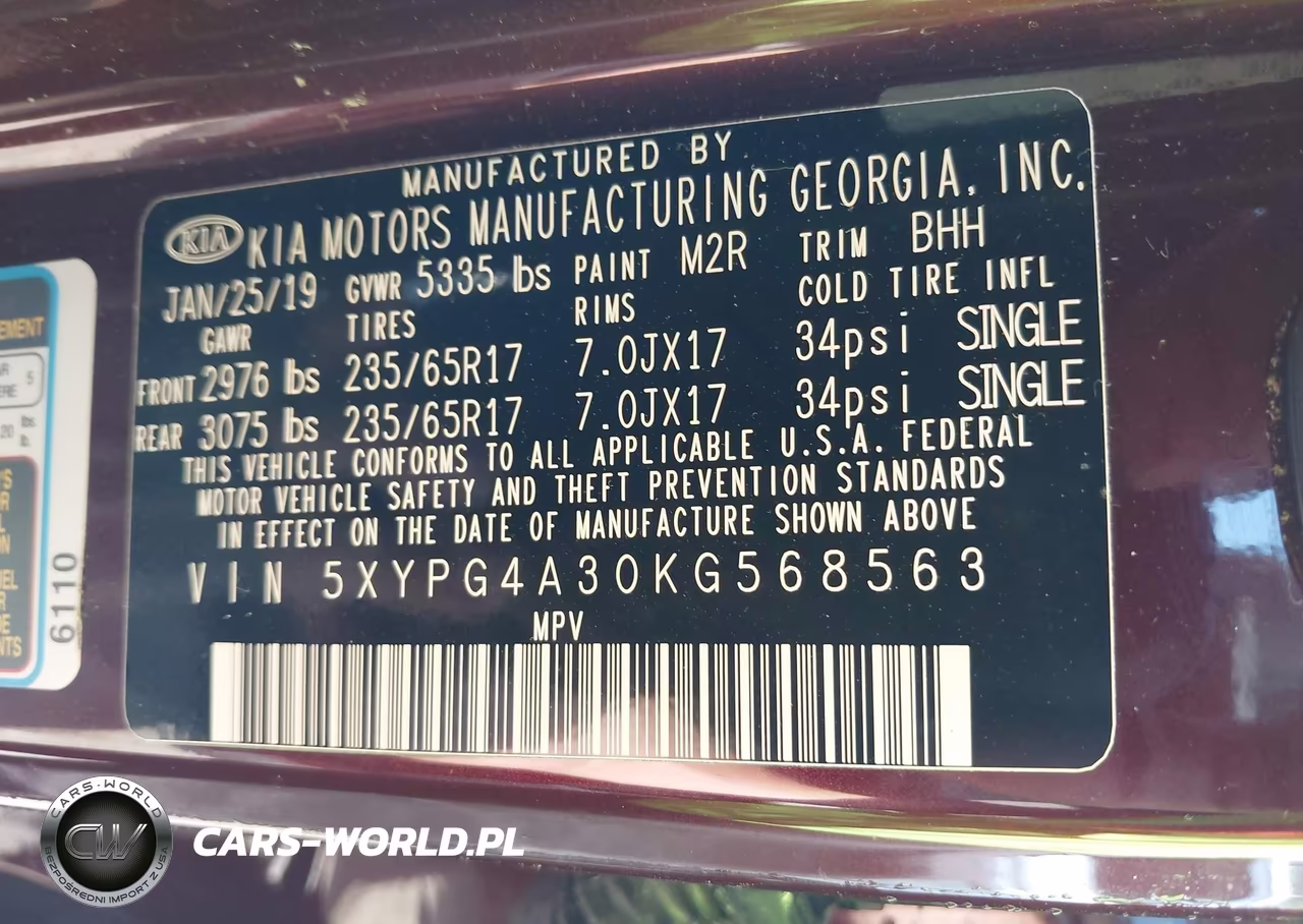 2019 Kia Sorento 2.4L Lx VIN:5XYPG4A30KG568563 - 9