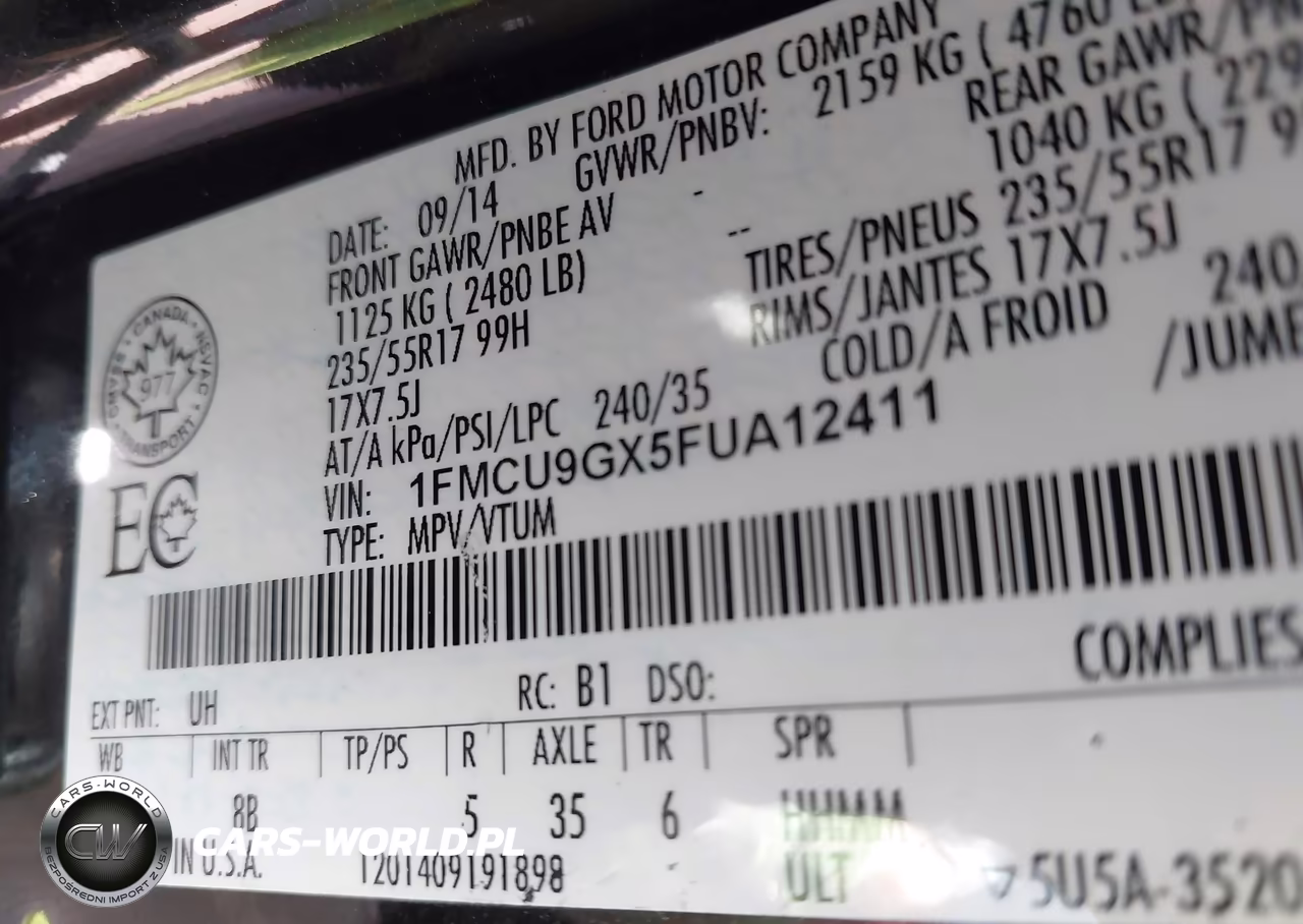 2015 Ford Escape Se VIN:1FMCU9GX5FUA12411 - 9