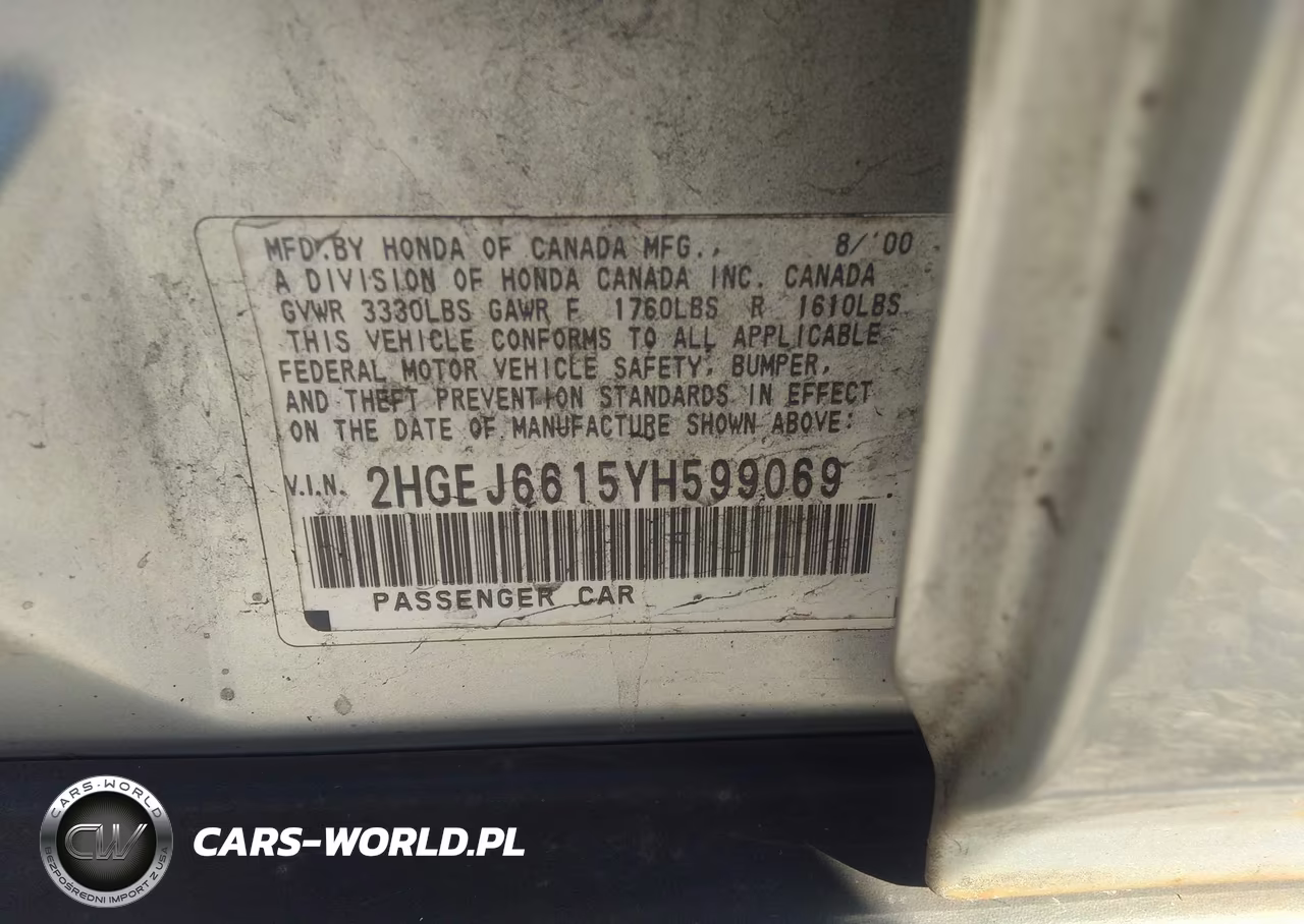 2000 Honda Civic Value Package VIN:2HGEJ6615YH599069 - 9