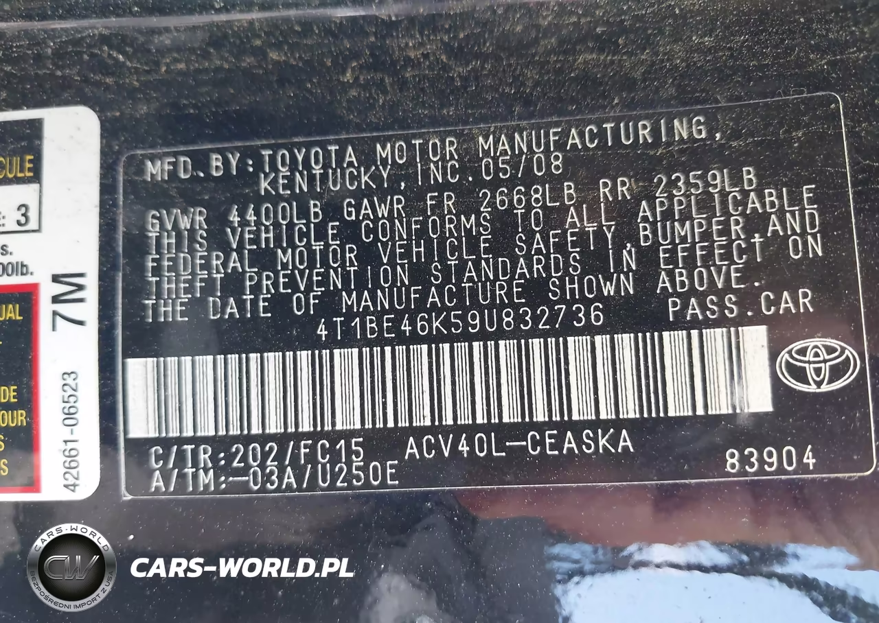 2009 Toyota Camry Se VIN:4T1BE46K59U832736 - 9