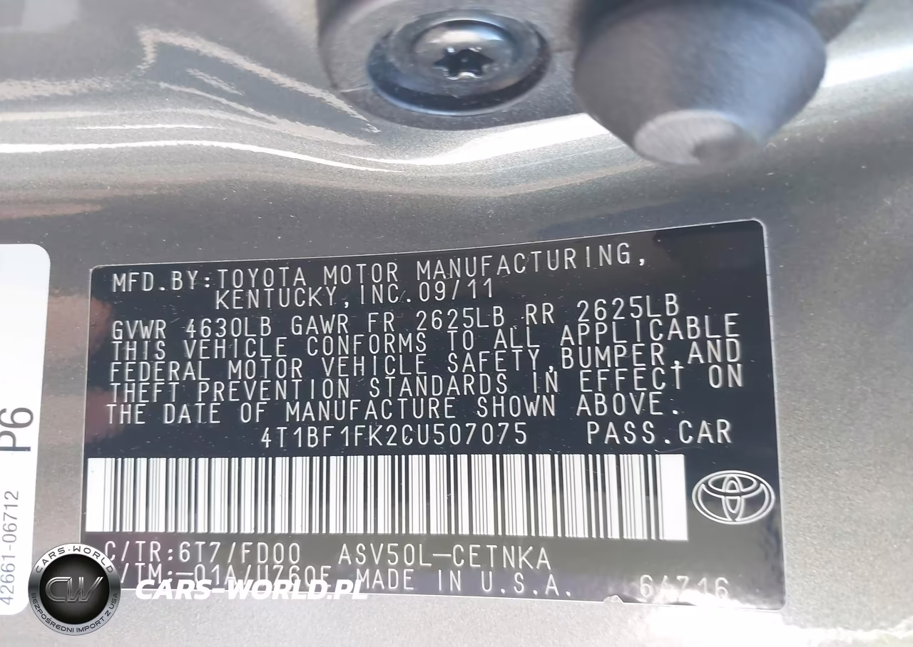 2012 Toyota Camry Le VIN:4T1BF1FK2CU507075 - 9