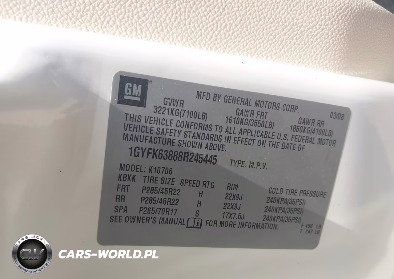 2008 Cadillac Escalade Standard VIN:1GYFK63888R245445 - 9