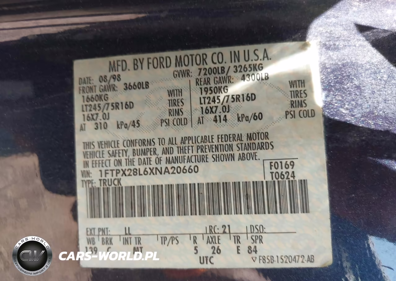 1999 Ford F-250 Lariat-Work Series-Xl-Xlt VIN:1FTPX28L6XNA20660 - 9
