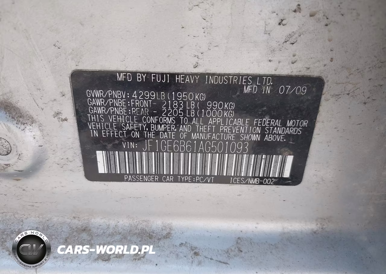 2010 Subaru Impreza 2.5I Premium VIN:JF1GE6B61AG501093 - 9