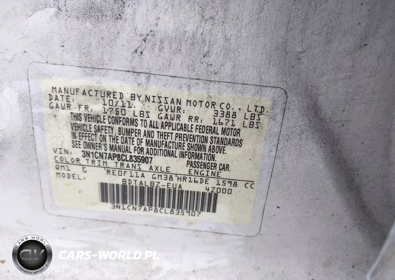 2012 Nissan Versa 1.6 Sv VIN:3N1CN7AP8CL835907 - 9