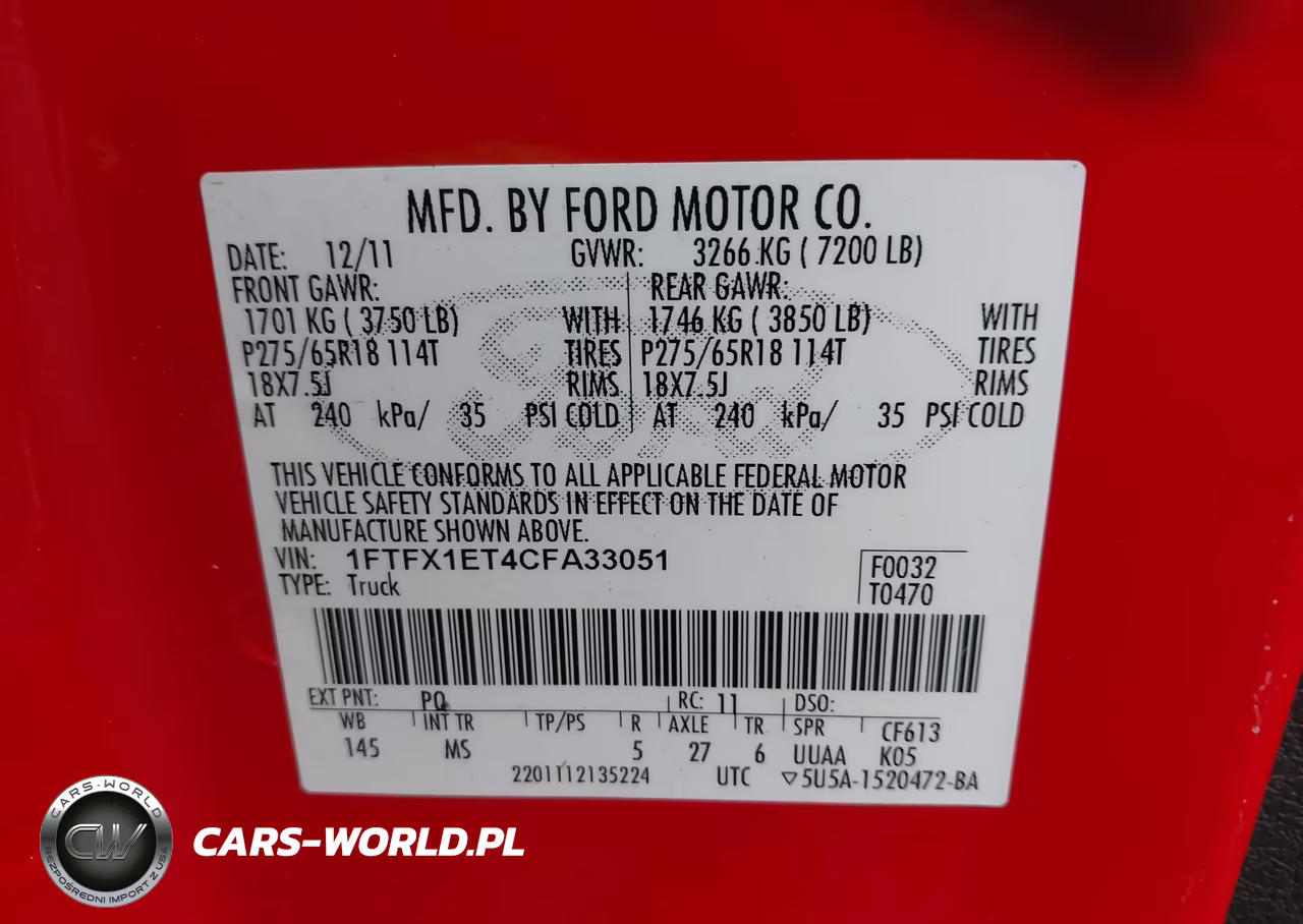 2012 Ford F-150 Xlt VIN:1FTFX1ET4CFA33051 - 9