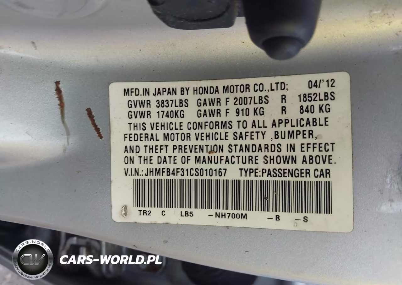 2012 Honda Civic Hybrid VIN:JHMFB4F31CS010167 - 9