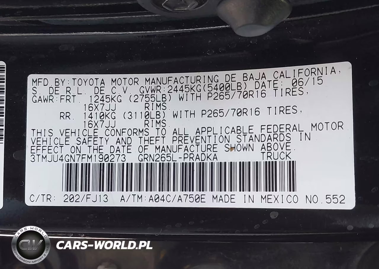 2015 Toyota Tacoma Prerunner V6 VIN:3TMJU4GN7FM190273 - 9