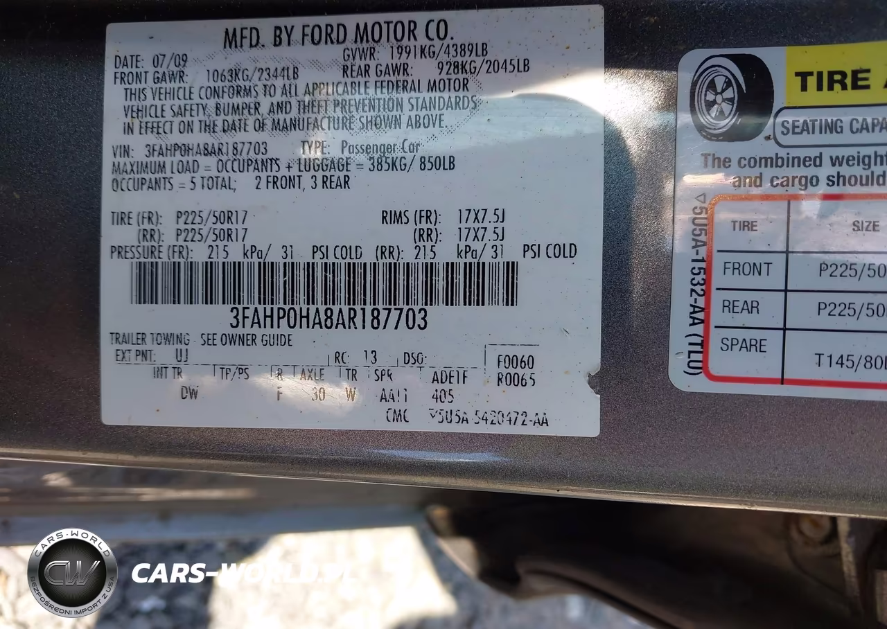 2010 Ford Fusion Se VIN:3FAHP0HA8AR187703 - 9