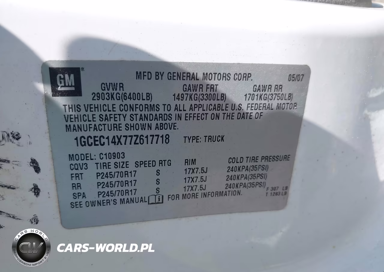 2007 Chevrolet Silverado 1500 Work Truck VIN:1GCEC14X77Z617718 - 9
