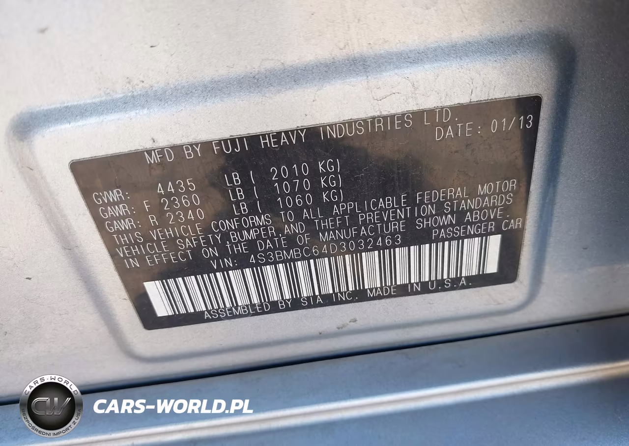 2013 Subaru Legacy 2.5I Premium VIN:4S3BMBC64D3032463 - 9
