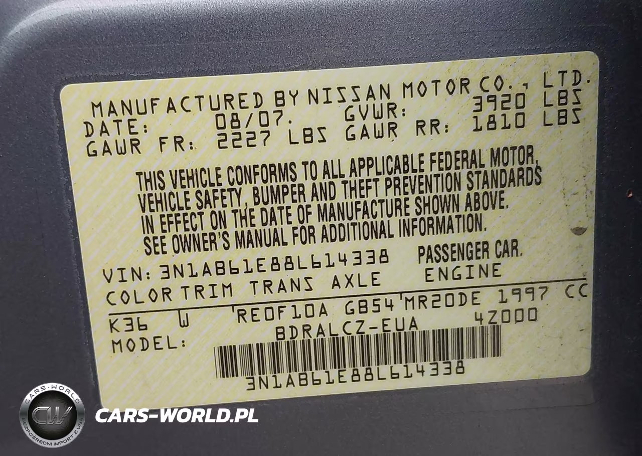2008 Nissan Sentra 2.0 VIN:3N1AB61E88L614338 - 9
