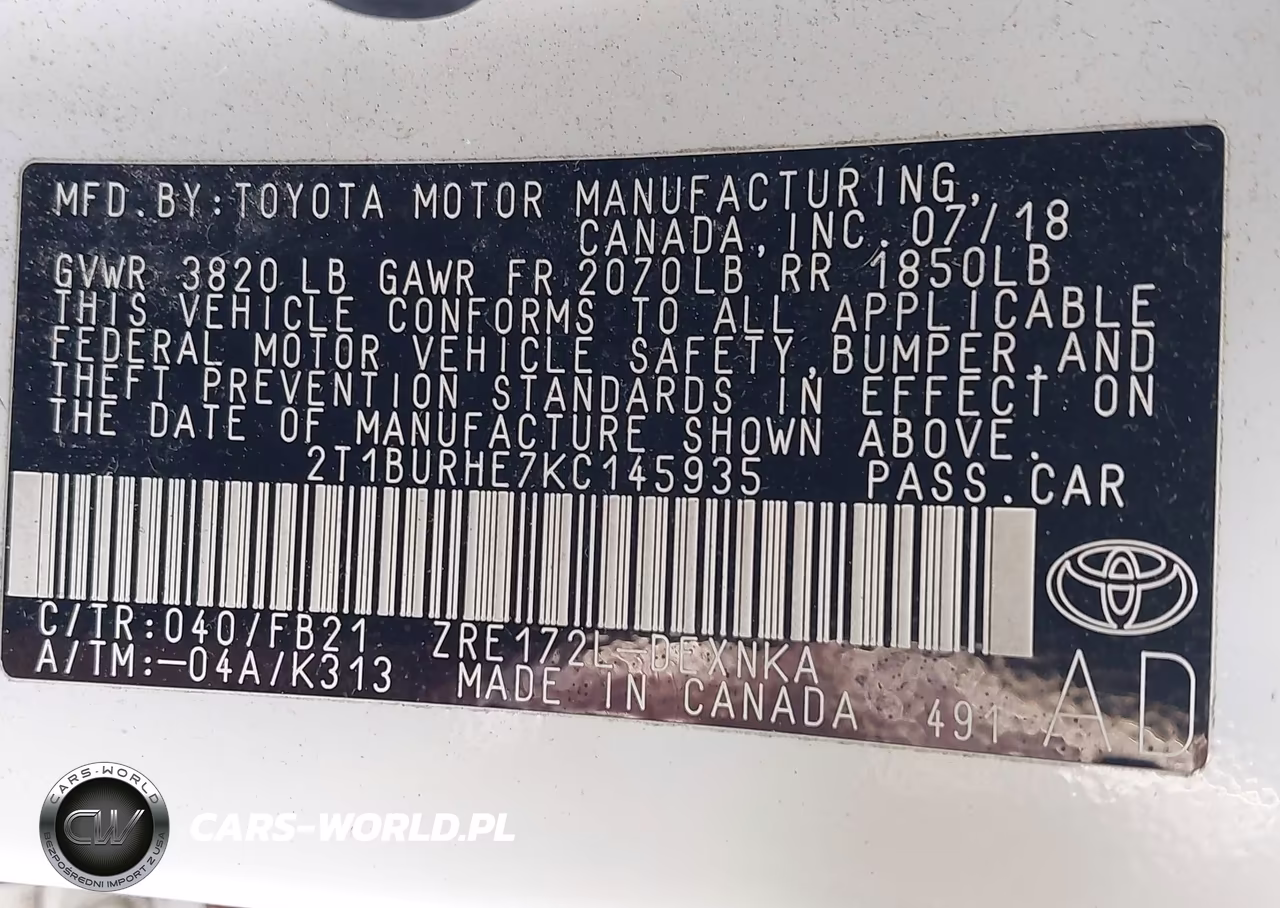 2019 Toyota Corolla Le VIN:2T1BURHE7KC145935 - 9