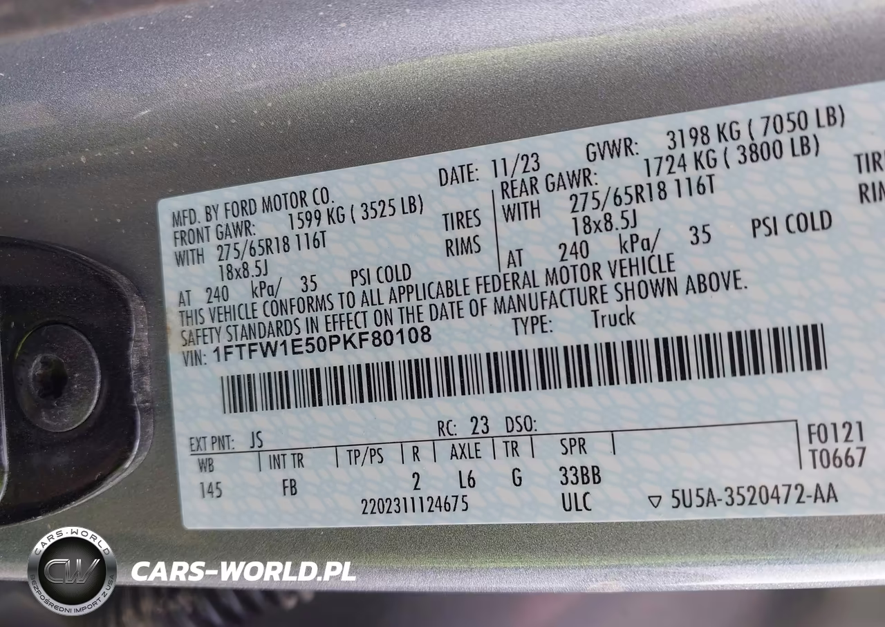 2023 Ford F150 Supercrew VIN:1FTFW1E50PKF80108 - 9