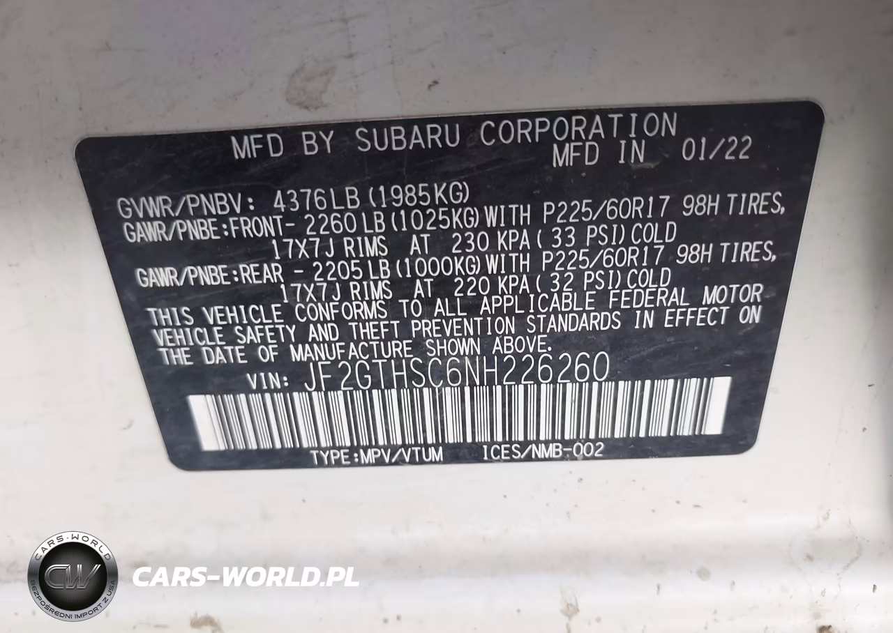 2022 Subaru Crosstrek Sport VIN:JF2GTHSC6NH226260 - 9
