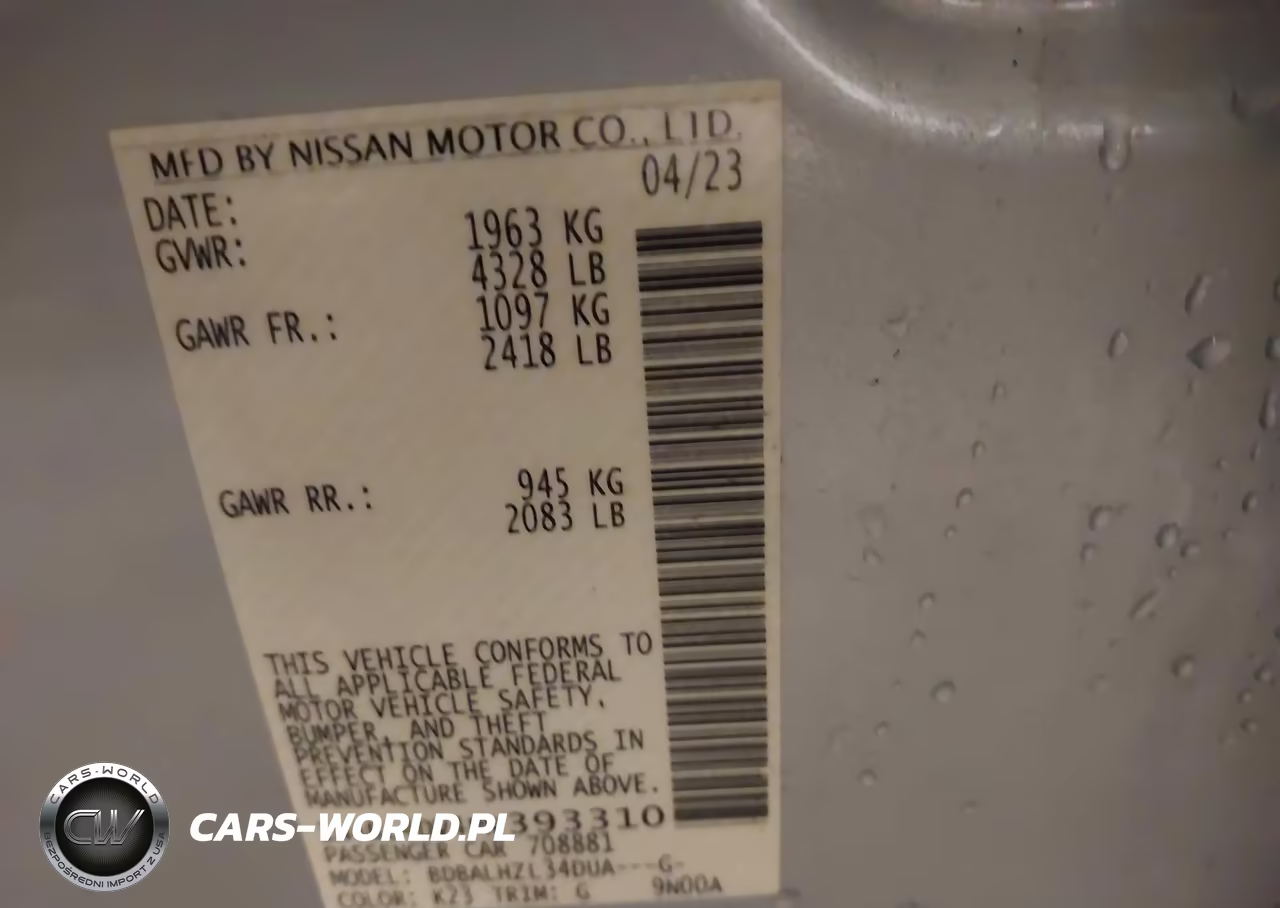 2023 Nissan Altima Sv VIN:1N4BL4DV4PN393310 - 9