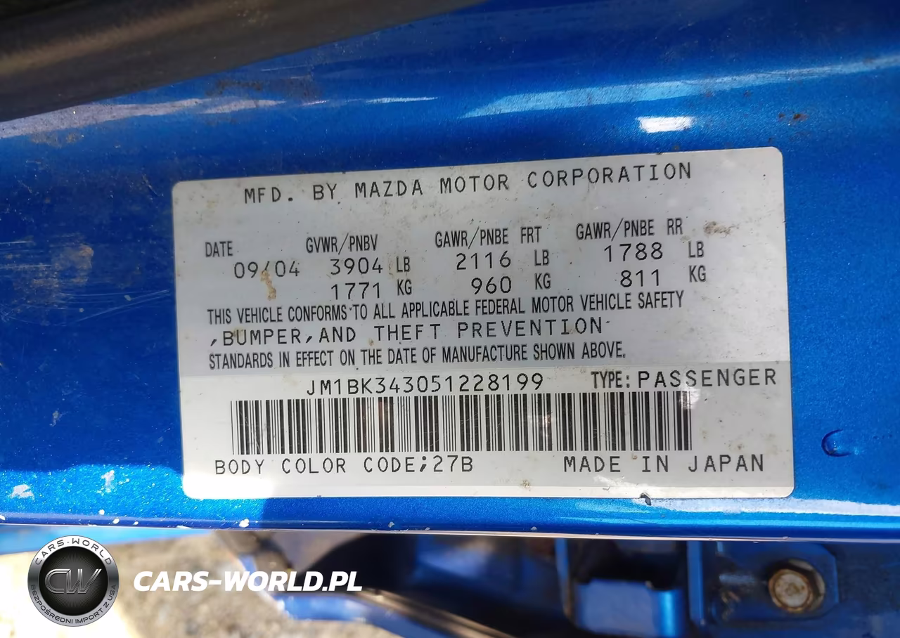 2005 Mazda Mazda3 S VIN:JM1BK343051228199 - 9
