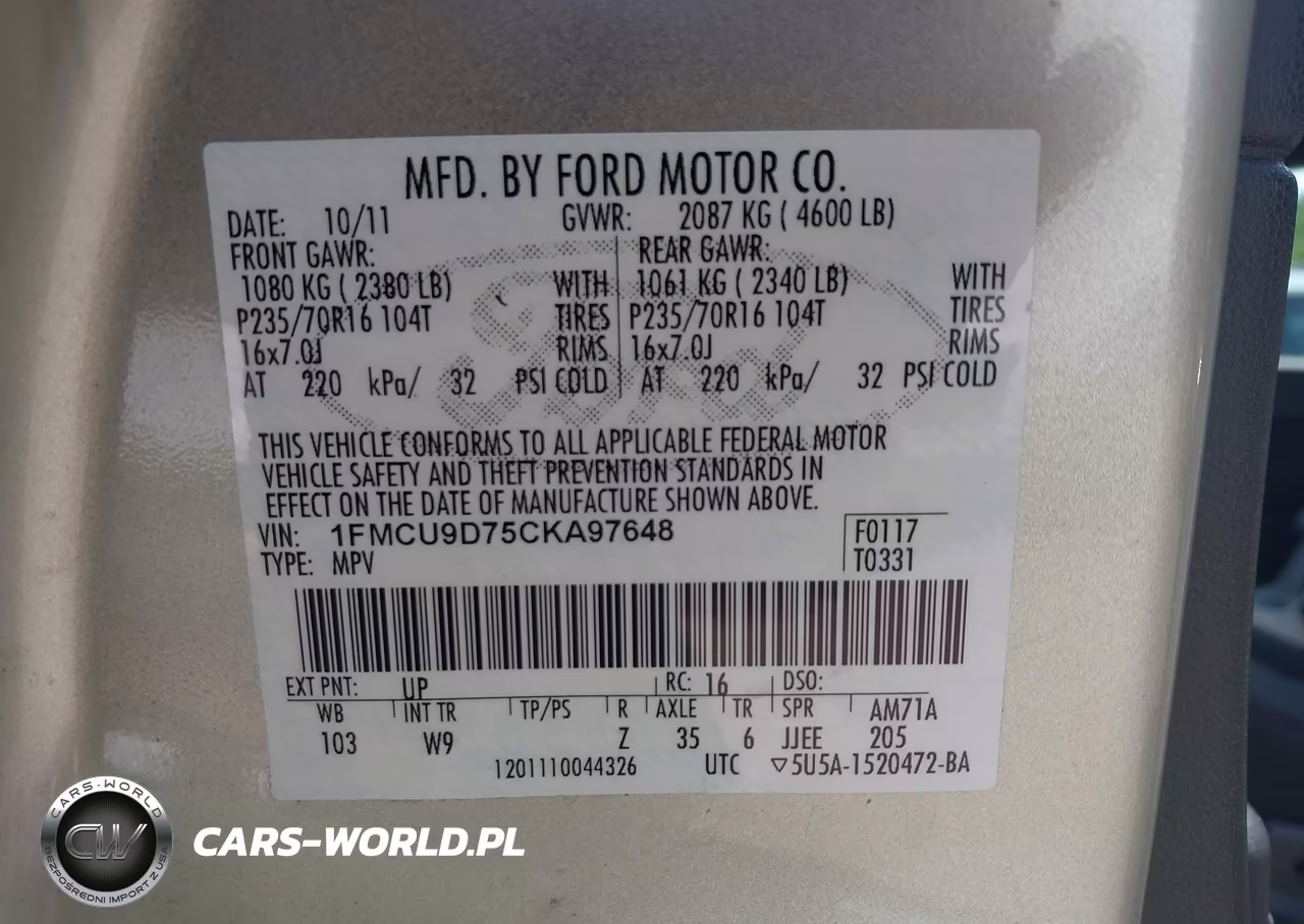 2012 Ford Escape Xlt VIN:1FMCU9D75CKA97648 - 9