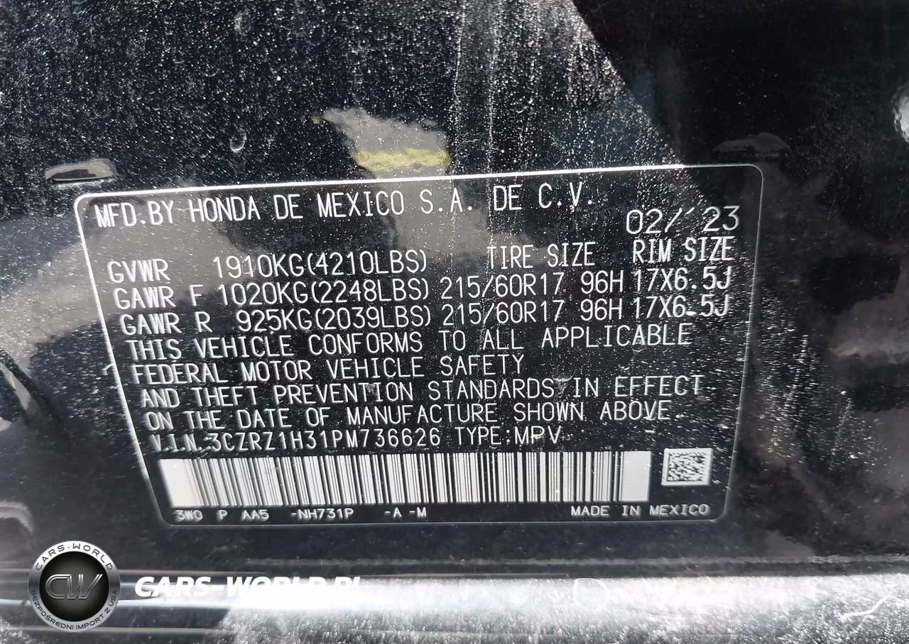 2023 Honda Hr-V 2Wd Lx VIN:3CZRZ1H31PM736626 - 9