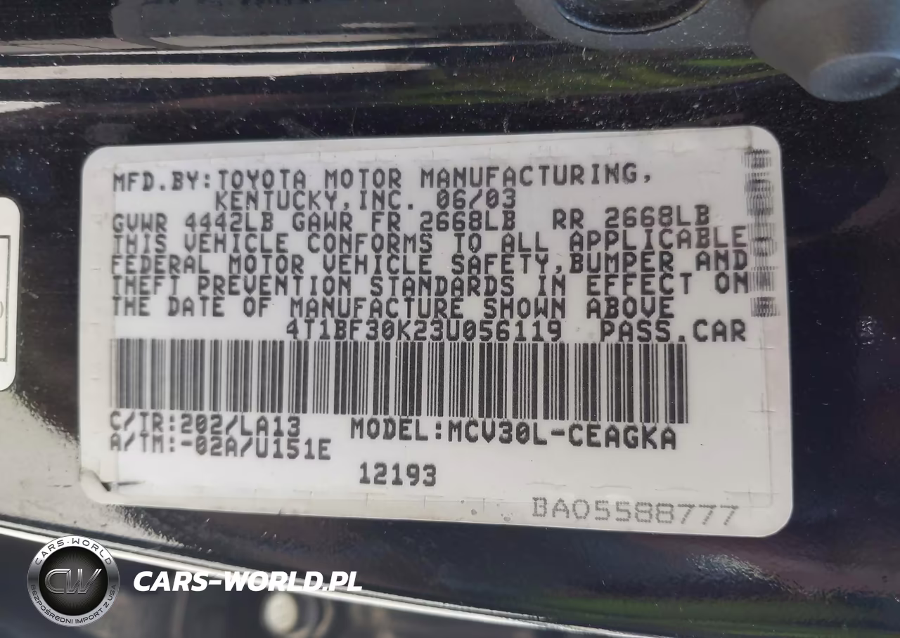 2003 Toyota Camry Xle V6 VIN:4T1BF30K23U056119 - 9