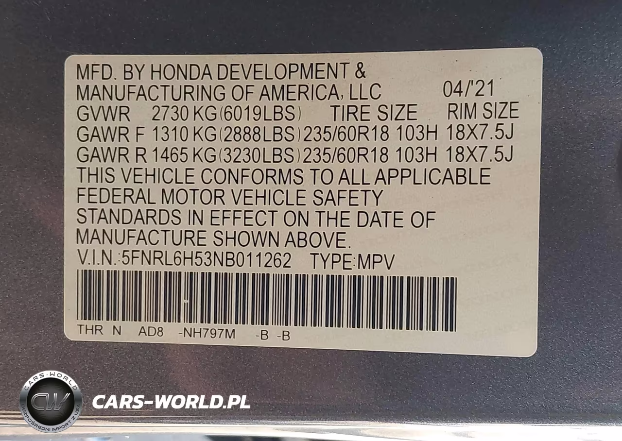 2022 Honda Odyssey Ex VIN:5FNRL6H53NB011262 - 9