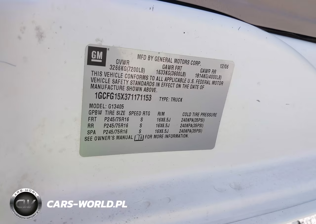 2007 Chevrolet Express Work Van VIN:1GCFG15X371171153 - 9