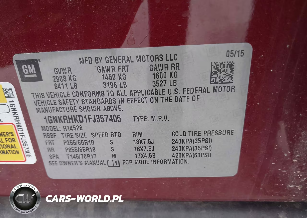2015 Chevrolet Traverse 2Lt VIN:1GNKRHKD1FJ357405 - 9