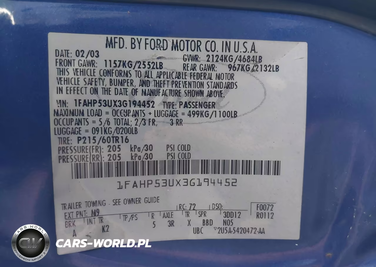 2003 Ford Taurus Se VIN:1FAHP53UX3G194452 - 9