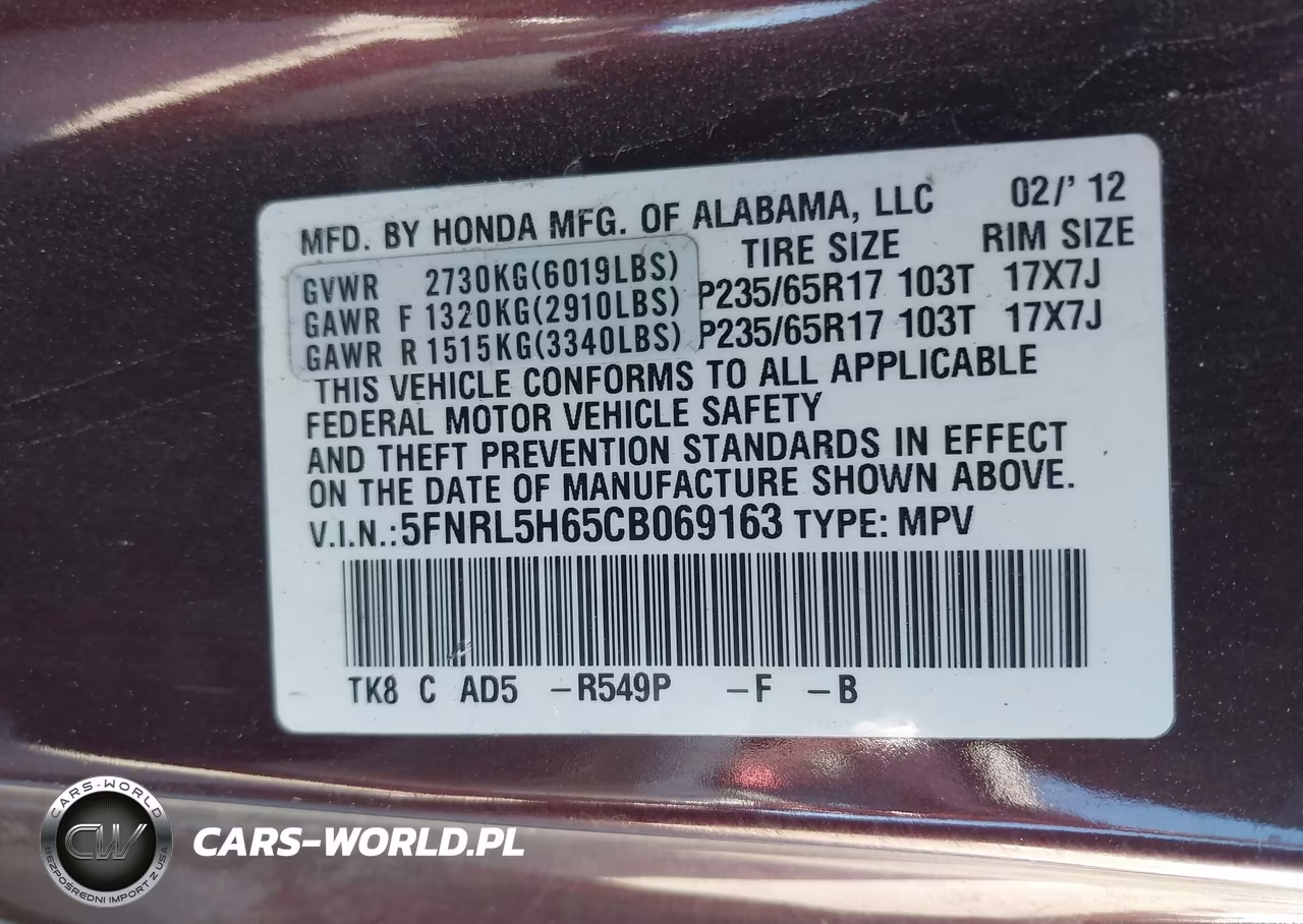 2012 Honda Odyssey Ex-L VIN:5FNRL5H65CB069163 - 9