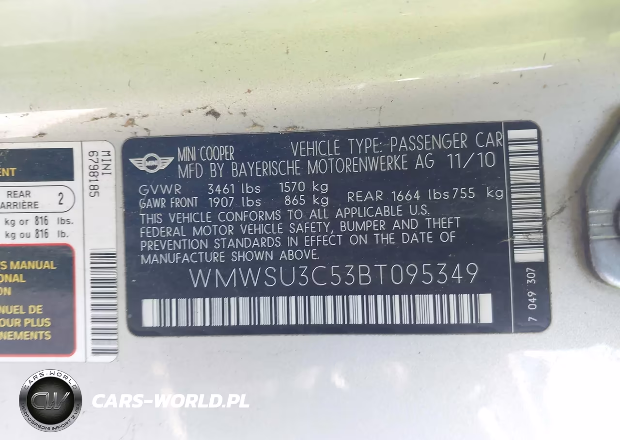 2011 Mini Cooper VIN:WMWSU3C53BT095349 - 9