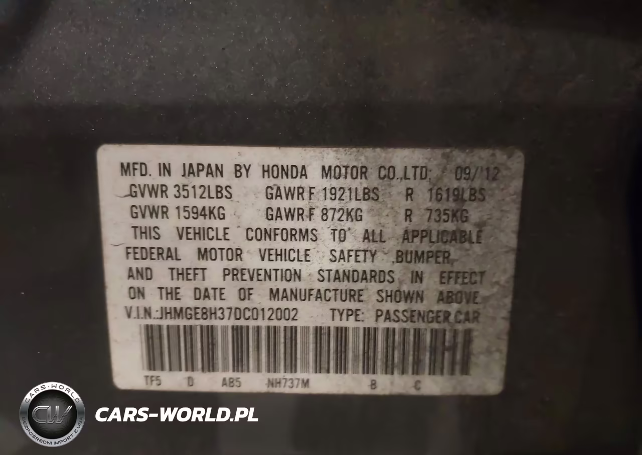 2013 Honda Fit VIN:JHMGE8H37DC012002 - 9