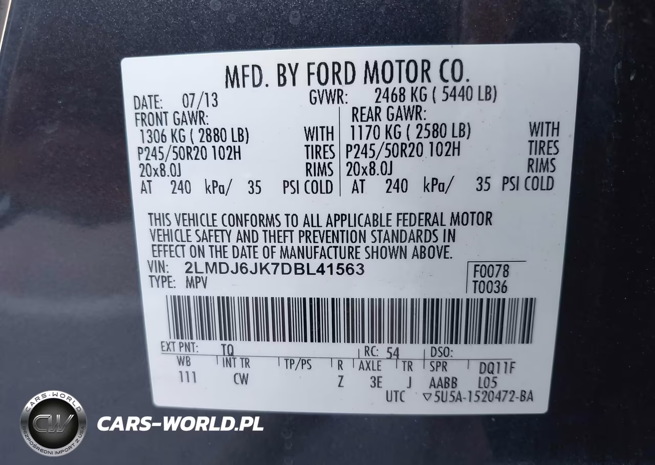 2013 Lincoln Mkx VIN:2LMDJ6JK7DBL41563 - 9