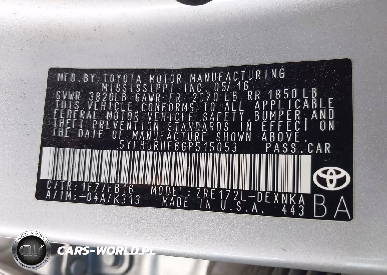 2016 Toyota Corolla Le VIN:5YFBURHE6GP515053 - 9