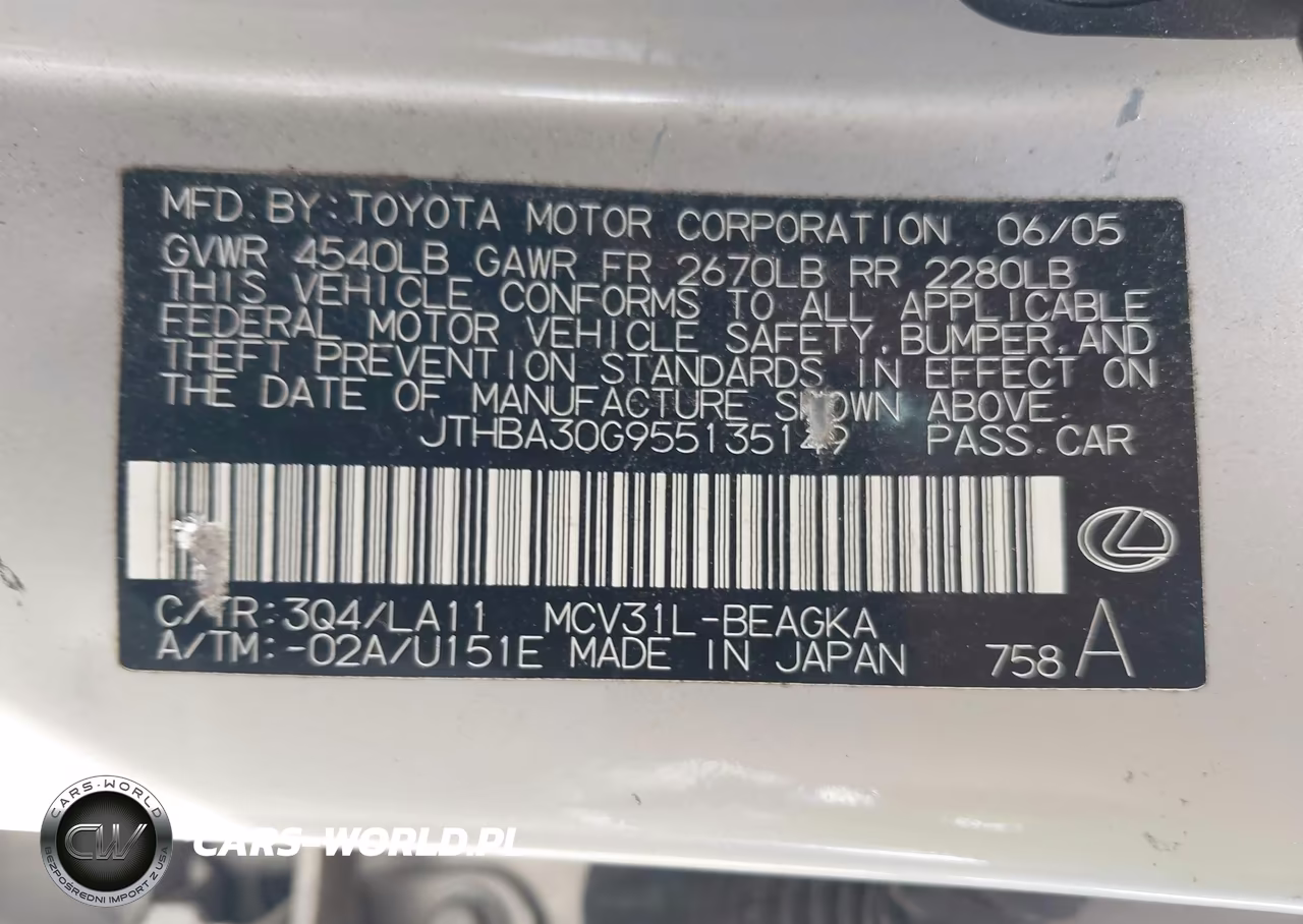 2005 Lexus Es 330 VIN:JTHBA30G955135149 - 9