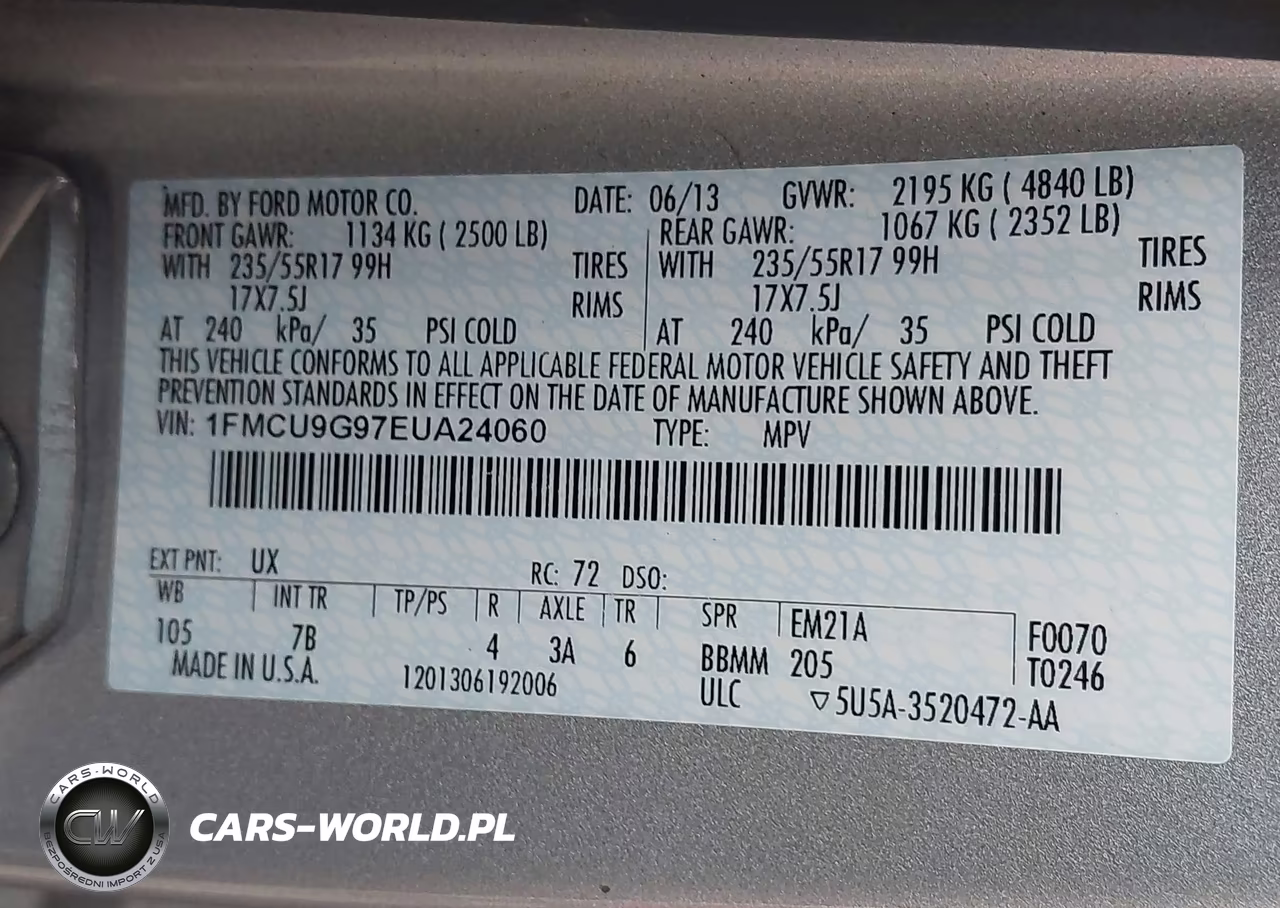 2014 Ford Escape Se VIN:1FMCU9G97EUA24060 - 9