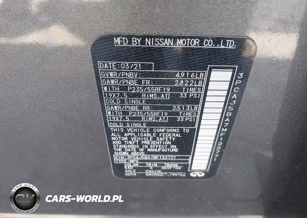 2021 Infiniti Qx50 Luxe VIN:3PCAJ5BA7MF122771 - 9