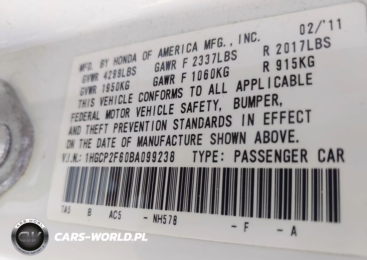 2011 Honda Accord 2.4 Se VIN:1HGCP2F60BA099238 - 9