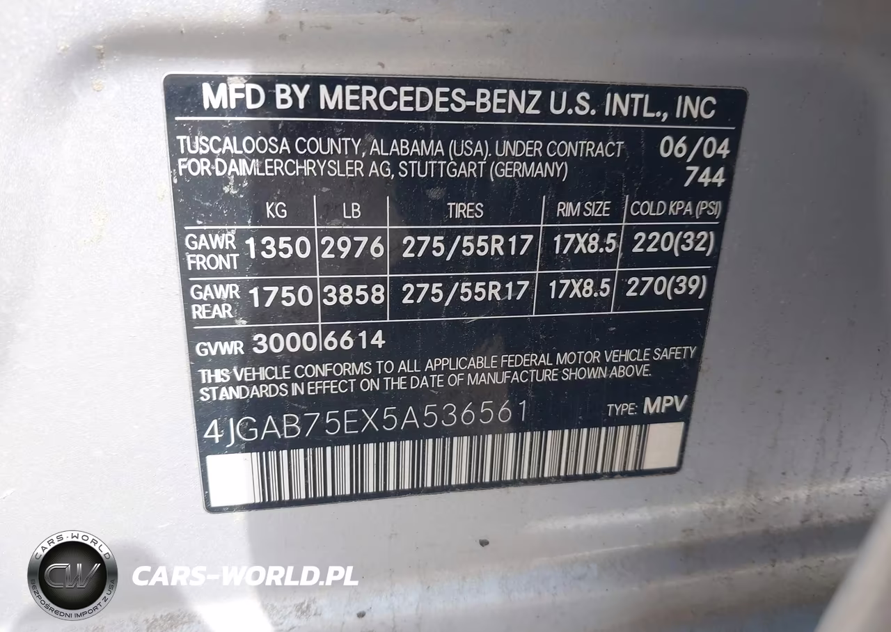 2005 Mercedes-Benz Ml 500 4Matic VIN:4JGAB75EX5A536561 - 9